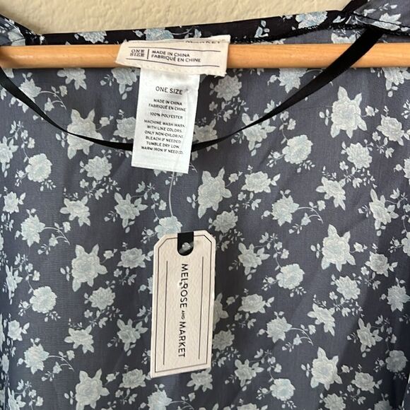 NWT Melrose & Market Duster One S Navy Floral Ruffle Sleeve Light Weight - Picture 7 of 10